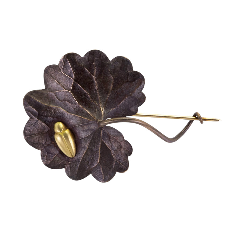 Gabriella Kiss Bronze Scallop Pin with 18k Beetle | Quadrum Gallery