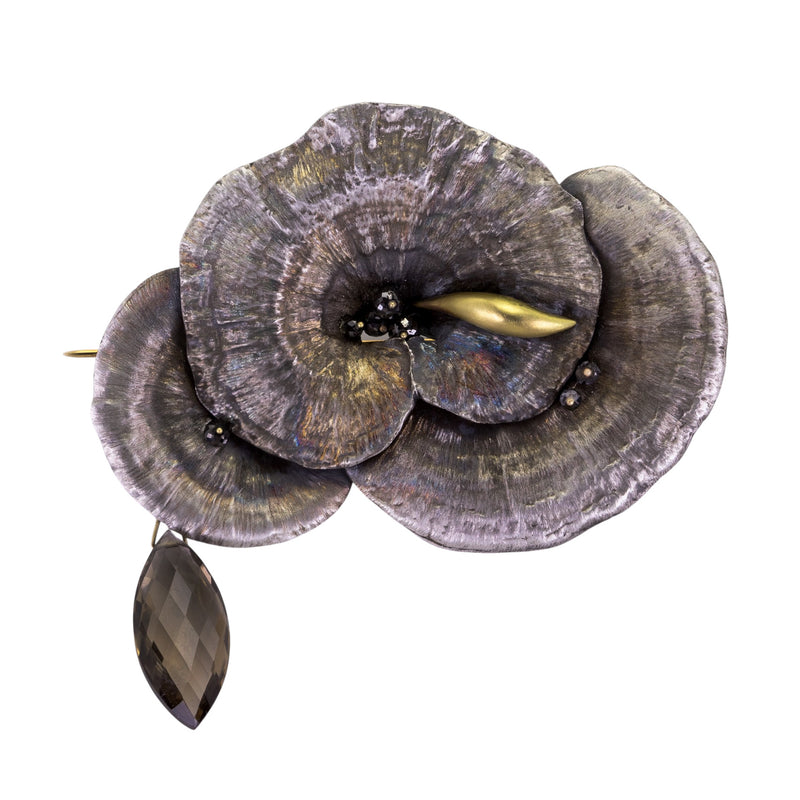 Gabriella Kiss Mushroom Pin with Slug and Diamonds | Quadrum Gallery