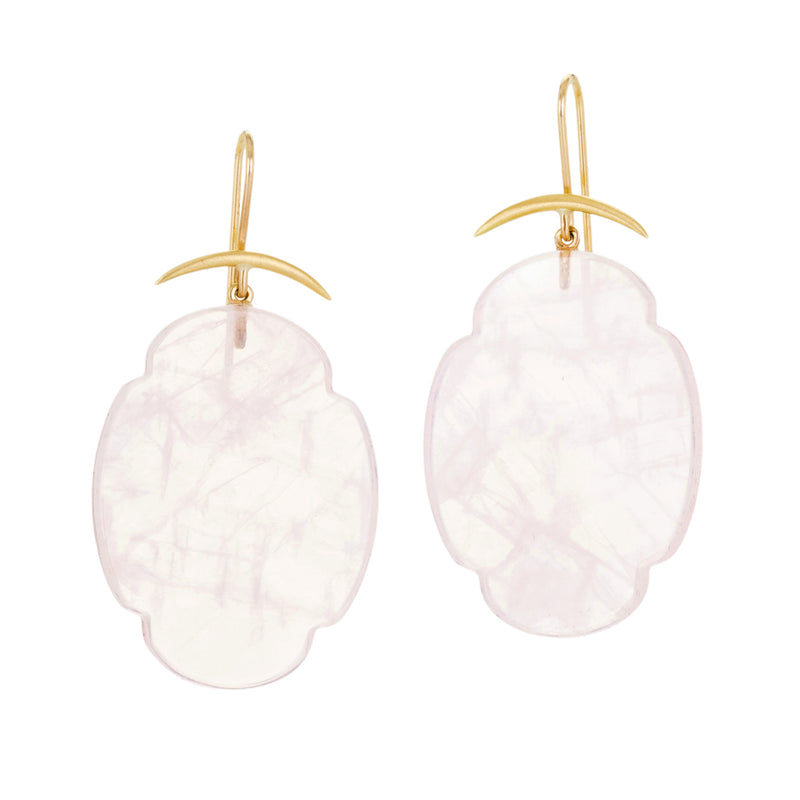 Gabriella Kiss Rose Quartz Scallop Earrings | Quadrum Gallery
