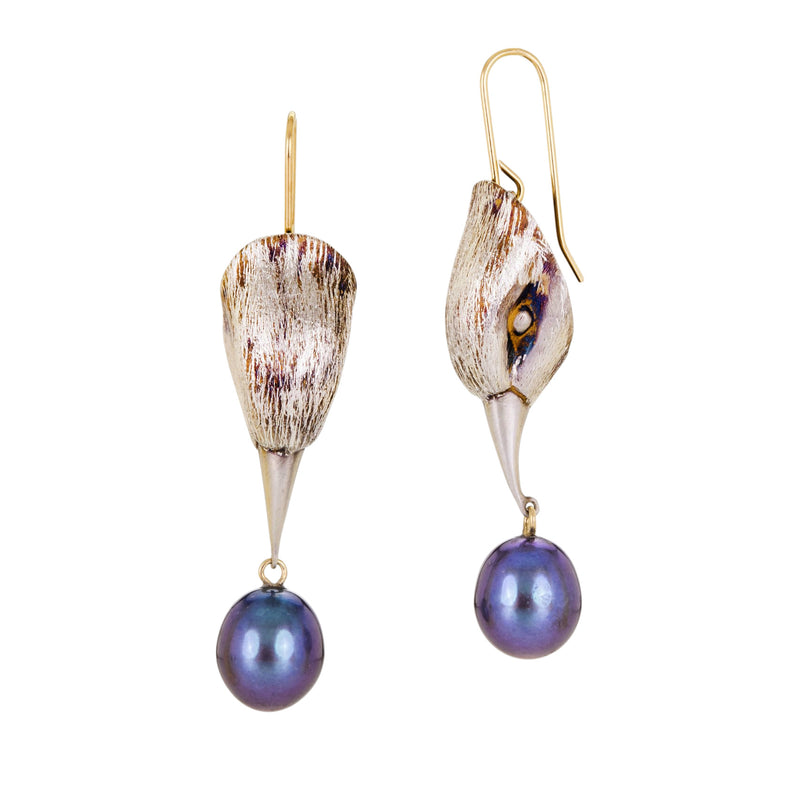 Gabriella Kiss Black Pearl Drop Bird Head Earrings | Quadrum Gallery