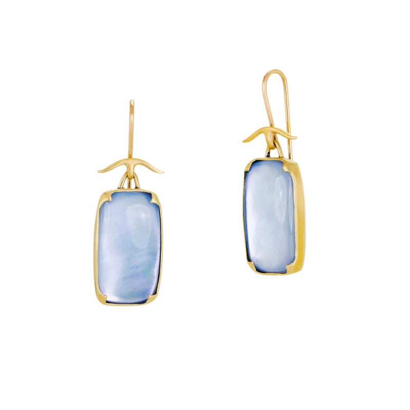 Gabriella Kiss Aquamarine & Mother of Pearl Earrings | Quadrum Gallery