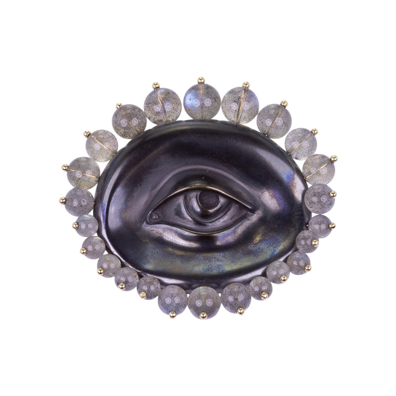 Gabriella Kiss Bronze Eye Pin with Labradorite Beads | Quadrum Gallery
