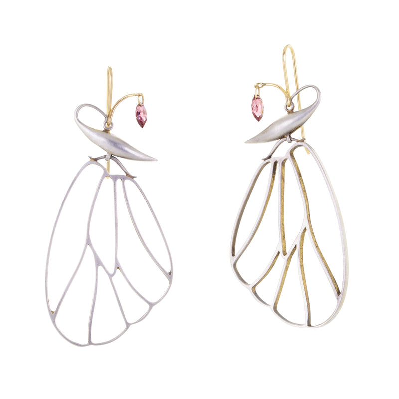 Gabriella Kiss Silver Butterfly Cell and Tourmaline Earrings | Quadrum Gallery