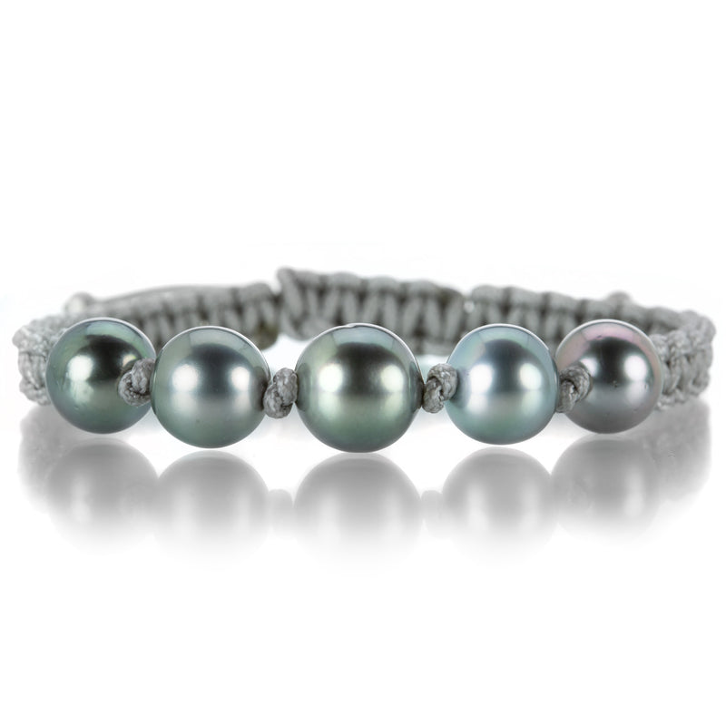 Gellner Gray Macrame Bracelet with 5 Gray Tahitian Pearls | Quadrum Gallery