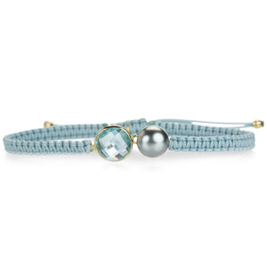 Gellner Blue Topaz and Tahitian Pearl Macrame Bracelet | Quadrum Gallery