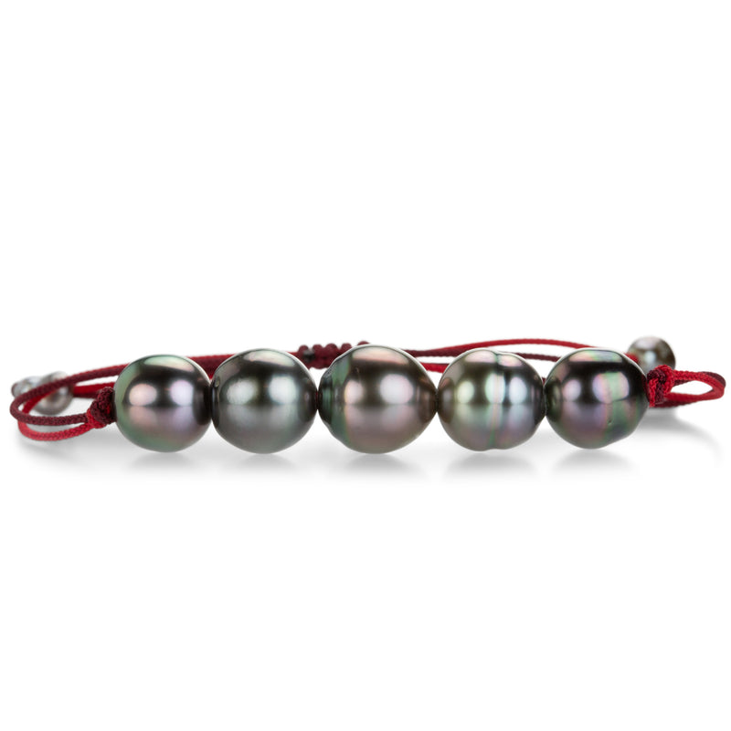 Gellner Five Tahitian Pearl Red Cord Bracelet | Quadrum Gallery