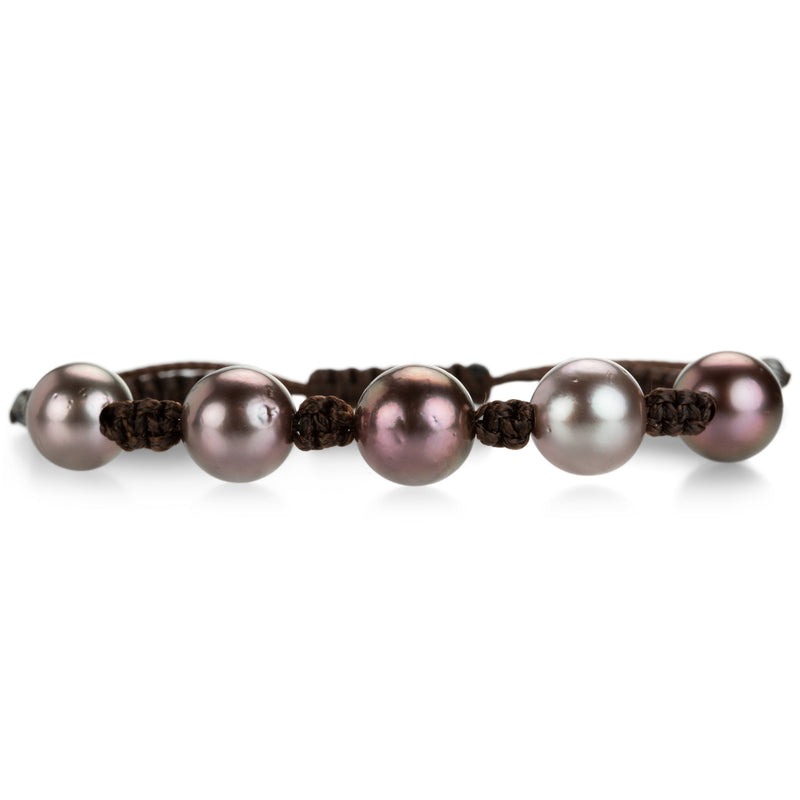 Gellner Tahitian Pearl Dark Brown Cord Bracelet  | Quadrum Gallery