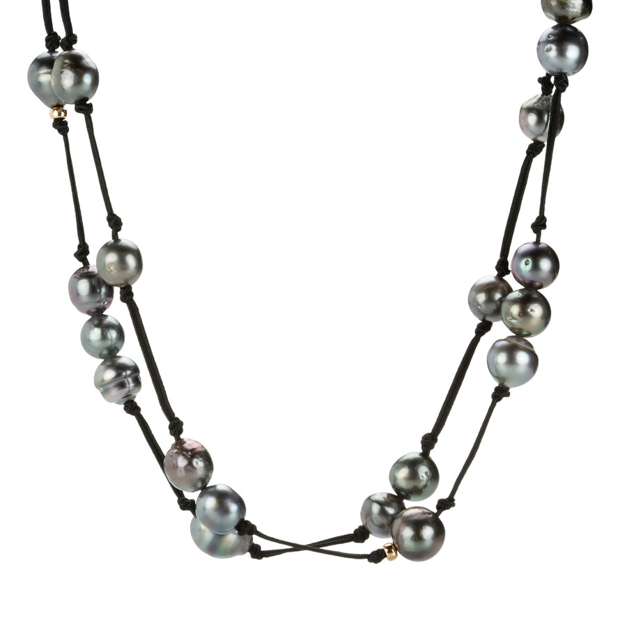 Gellner Extra Long Tahitian Pearl Black Cord Necklace | Quadrum Gallery