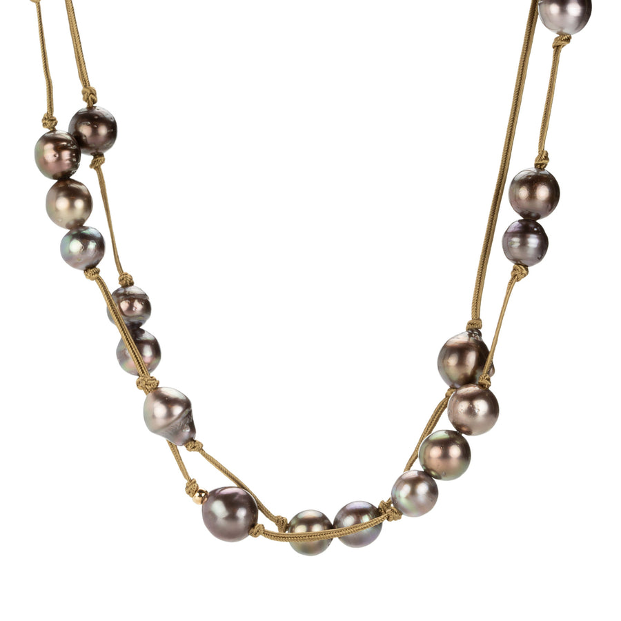 Gellner Extra Long Tahitian Pearl Taupe Cord Necklace | Quadrum Gallery