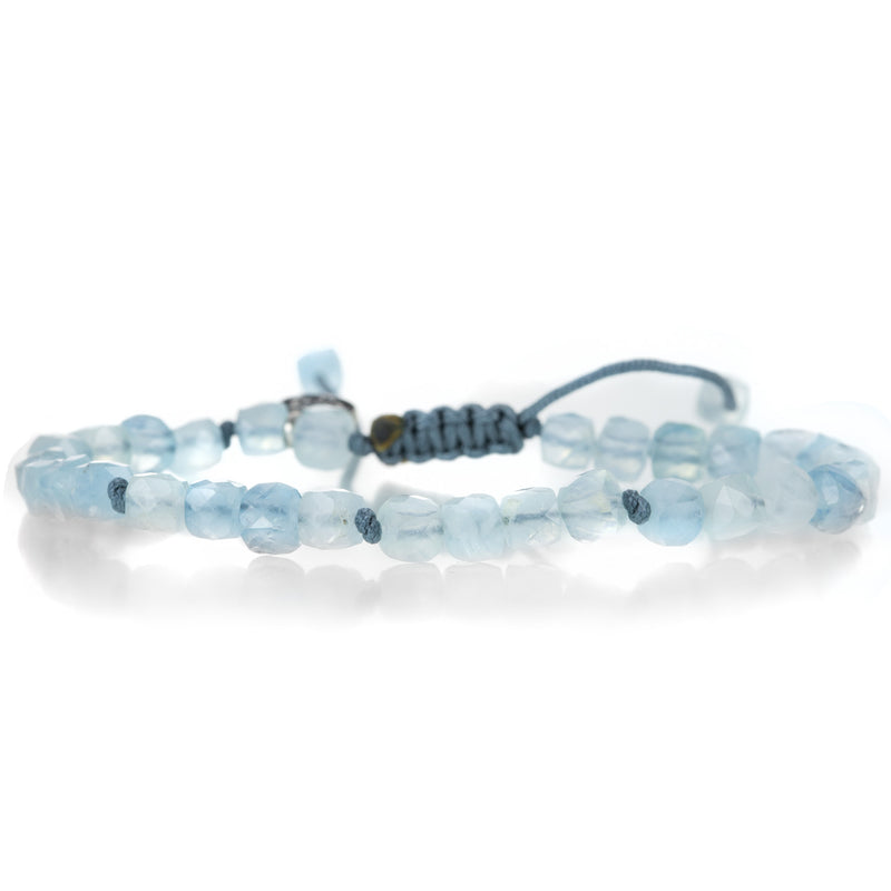 Joseph Brooks Faceted 5mm Aquamarine Cube Macrame Bracelet | Quadrum Gallery