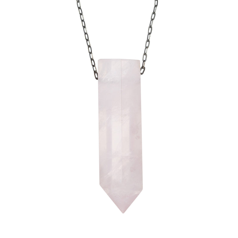 Joseph Brooks Large Rose Quartz Crystal Pendant Necklace | Quadrum Gallery