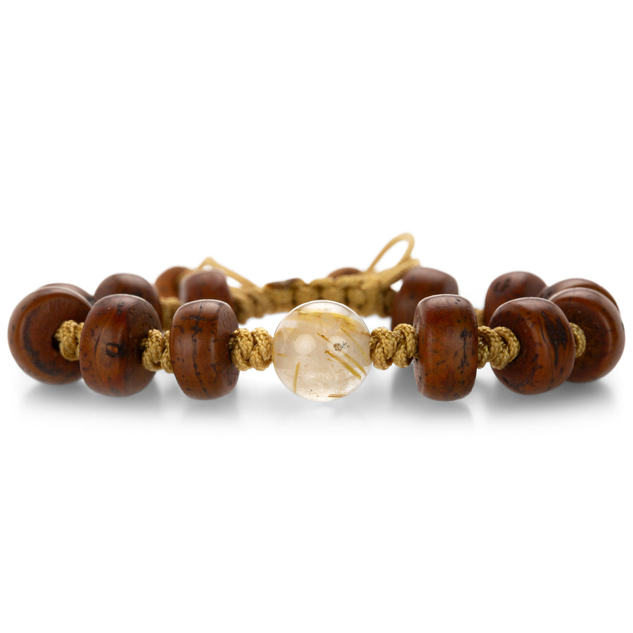 Joseph Brooks Antique Bodhi Seed Bracelet with Rutile Quartz | Quadrum Gallery