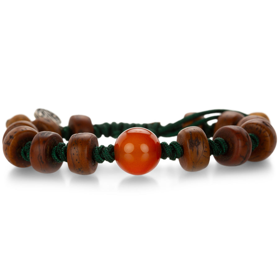 Joseph Brooks Bodhi Seed Bracelet wtih Carnelian  | Quadrum Gallery