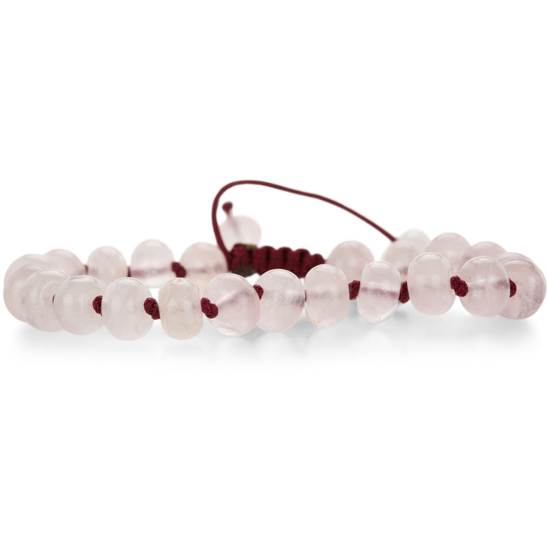Joseph Brooks 8mm Smooth Rose Quartz Macrame Beaded Bracelet | Quadrum Gallery