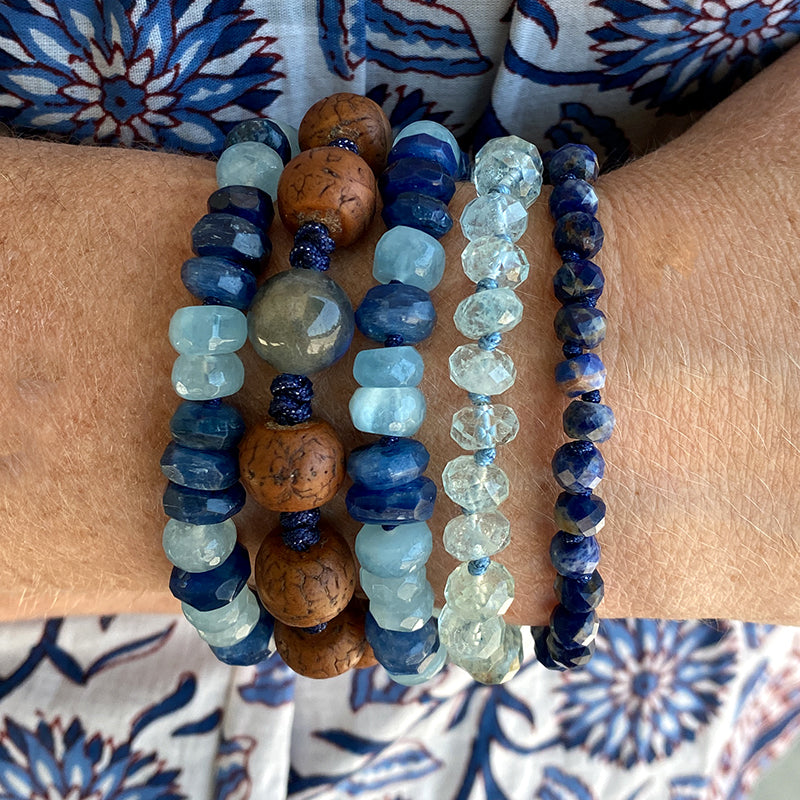 Joseph Brooks Diamond Cut 8mm Aquamarine Beaded Bracelet | Quadrum Gallery