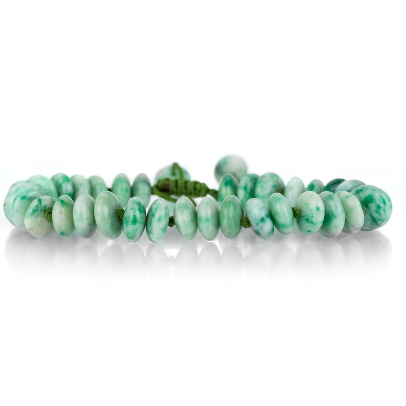 Joseph Brooks Smooth 8mm Green and White Burmese Jade Bracelet | Quadrum Gallery