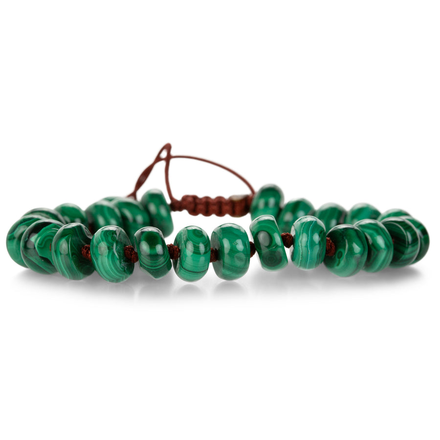 Joseph Brooks 9mm Smooth Malachite Rondelle Bead Bracelet | Quadrum Gallery