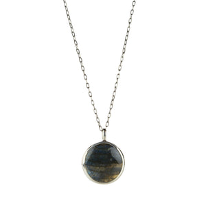 Joseph Brooks 25mm Round Labradorite Pendant Necklace | Quadrum Gallery