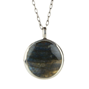 Joseph Brooks 25mm Round Labradorite Pendant Necklace | Quadrum Gallery