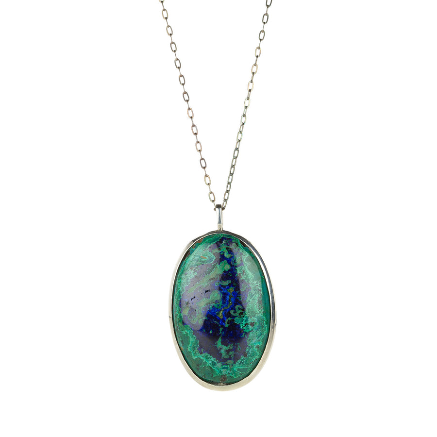 Joseph Brooks Oval Malachite and Azurite Pendant Necklace | Quadrum Gallery