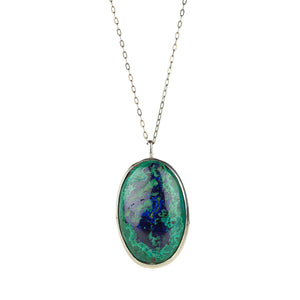 Joseph Brooks Oval Malachite and Azurite Pendant Necklace | Quadrum Gallery