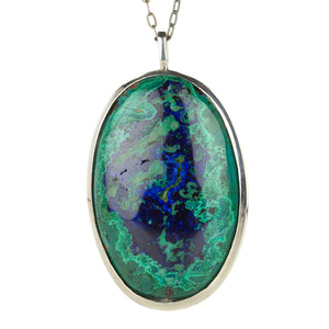 Joseph Brooks Oval Malachite and Azurite Pendant Necklace | Quadrum Gallery