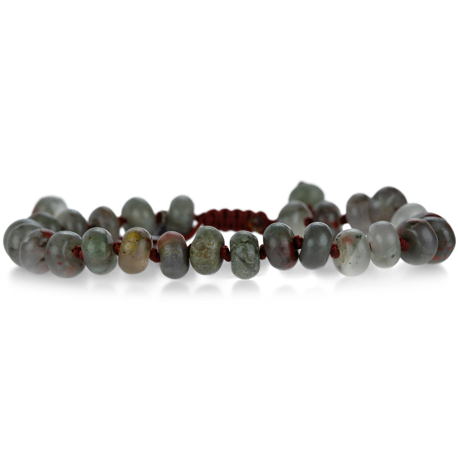 Joseph Brooks 8mm Smooth African Bloodstone Macrame Bracelet | Quadrum Gallery