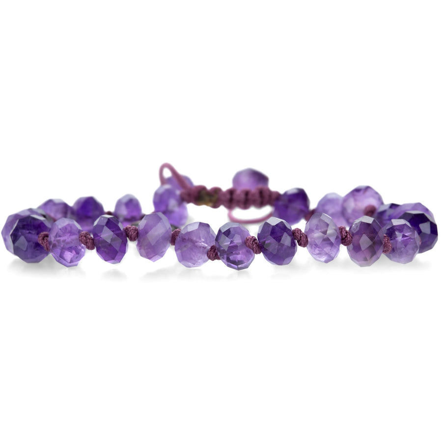 Joseph Brooks Faceted 8mm Amethyst Beaded Macrame Bracelet | Quadrum Gallery