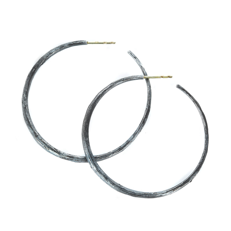 John Iversen Oxidized Silver Large Hoop Earrings | Quadrum Gallery