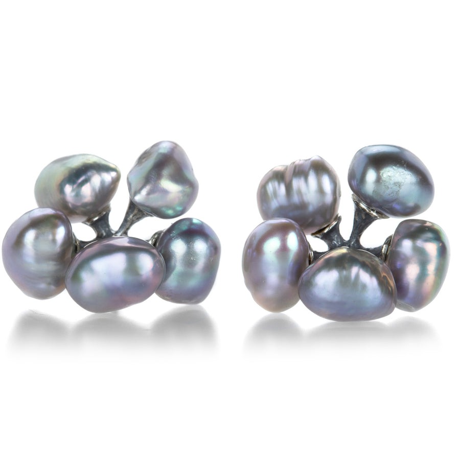 John Iversen Gray Freshwater Pearl Micro Jacks Earrings | Quadrum Gallery