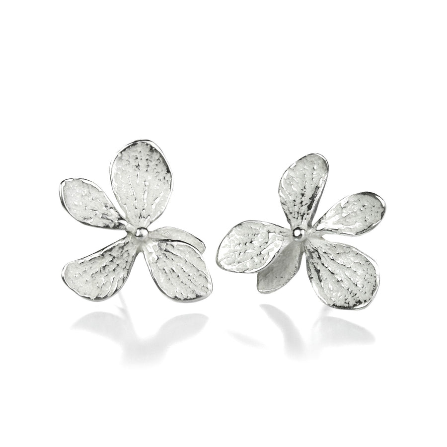 John Iversen Silver Single Hydrangea Stud Earrings | Quadrum Gallery