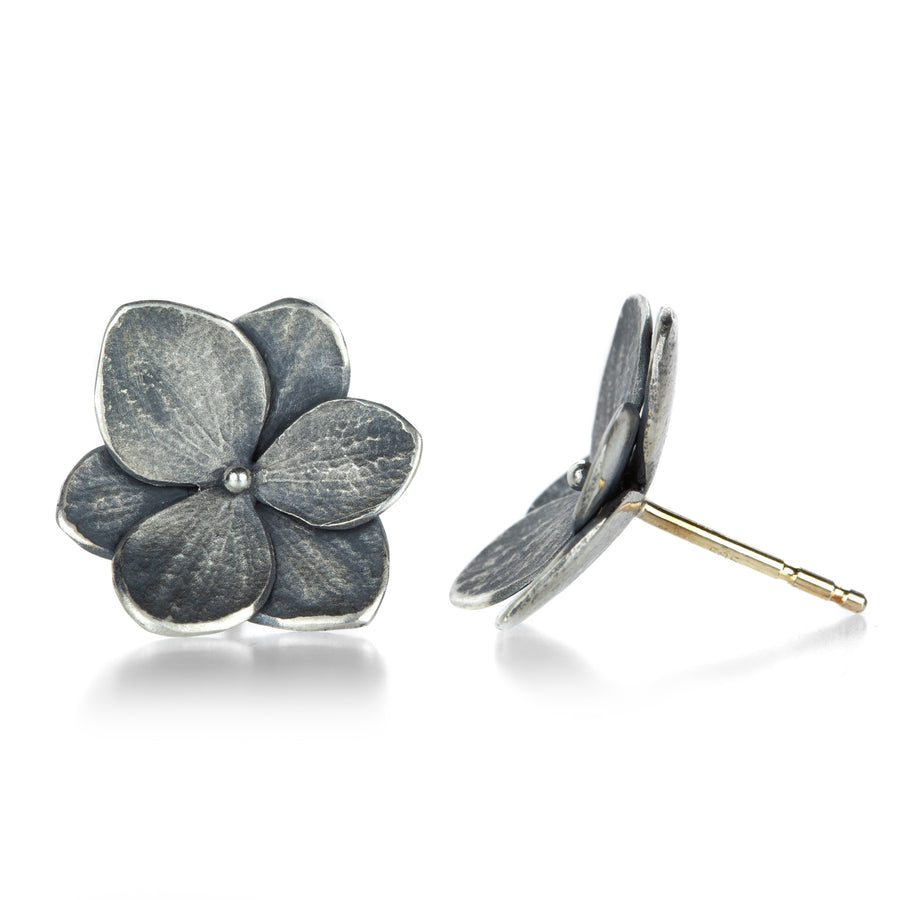 John Iversen Oxidized Silver Large Twin Hydrangea Studs | Quadrum Gallery