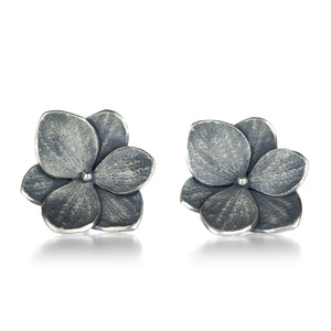 John Iversen Oxidized Silver Large Twin Hydrangea Studs | Quadrum Gallery