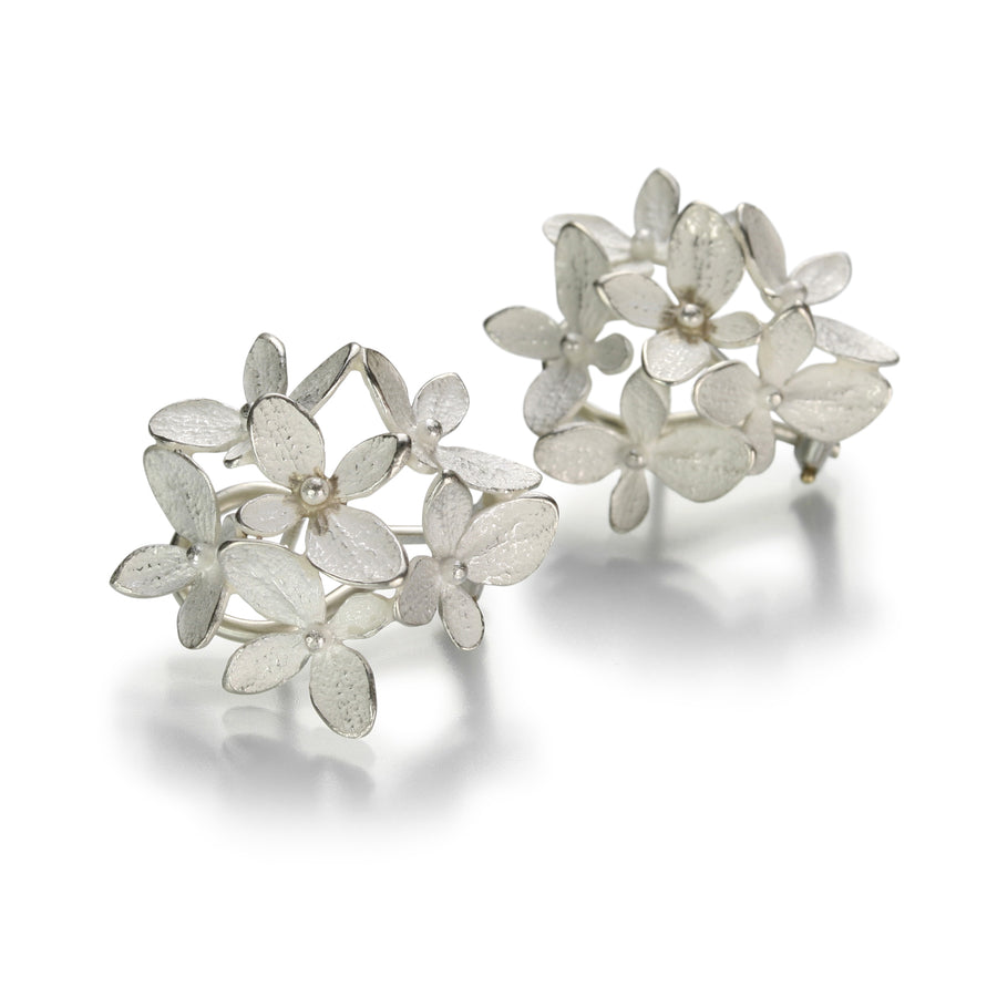 John Iversen 6 Part Bright Silver Small Hydrangea Studs | Quadrum Gallery