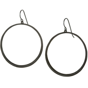 John Iversen Large Oxidized Silver Hoop Drop Earrings | Quadrum Gallery