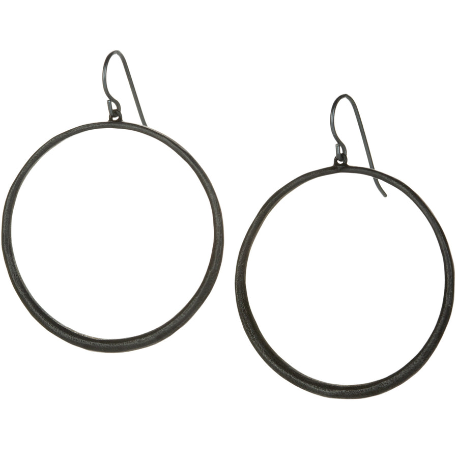 John Iversen Large Oxidized Silver Hoop Drop Earrings | Quadrum Gallery