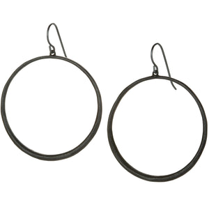 John Iversen Large Blackened Hoop Drop Earrings | Quadrum Gallery