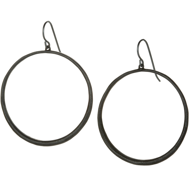 John Iversen Large Blackened Hoop Drop Earrings | Quadrum Gallery
