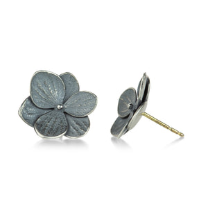 John Iversen Oxidized Silver Twin Hydrangea Stud Earrings  | Quadrum Gallery