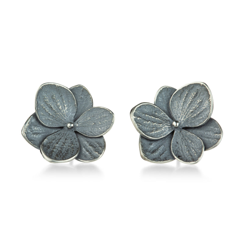 John Iversen Oxidized Silver Twin Hydrangea Stud Earrings  | Quadrum Gallery