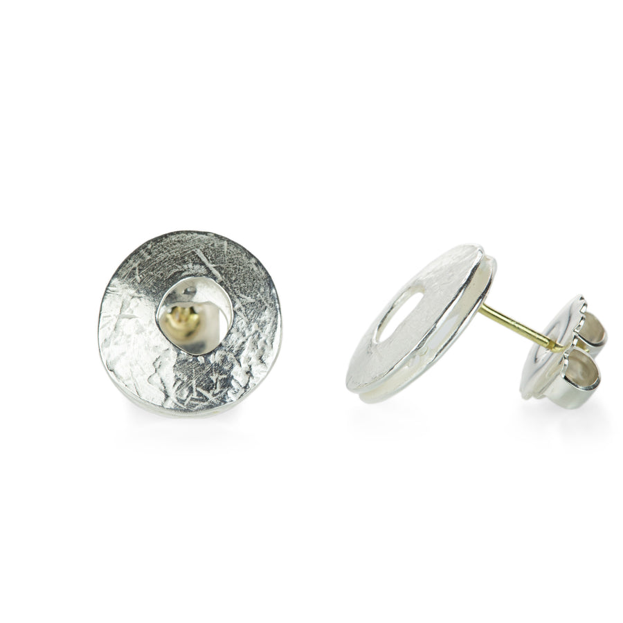 John Iversen Bright Silver Double Moon Stud Earrings | Quadrum Gallery