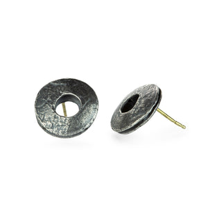 John Iversen Oxidized Silver Double Moon Stud Earrings | Quadrum Gallery