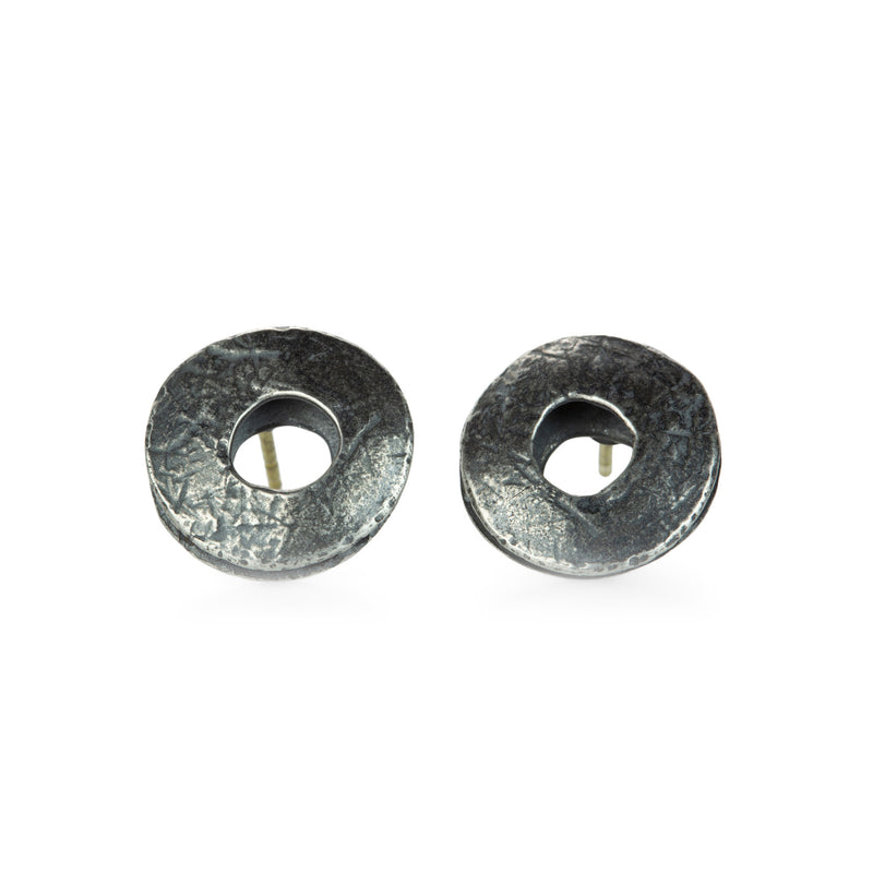 John Iversen Oxidized Silver Double Moon Stud Earrings | Quadrum Gallery