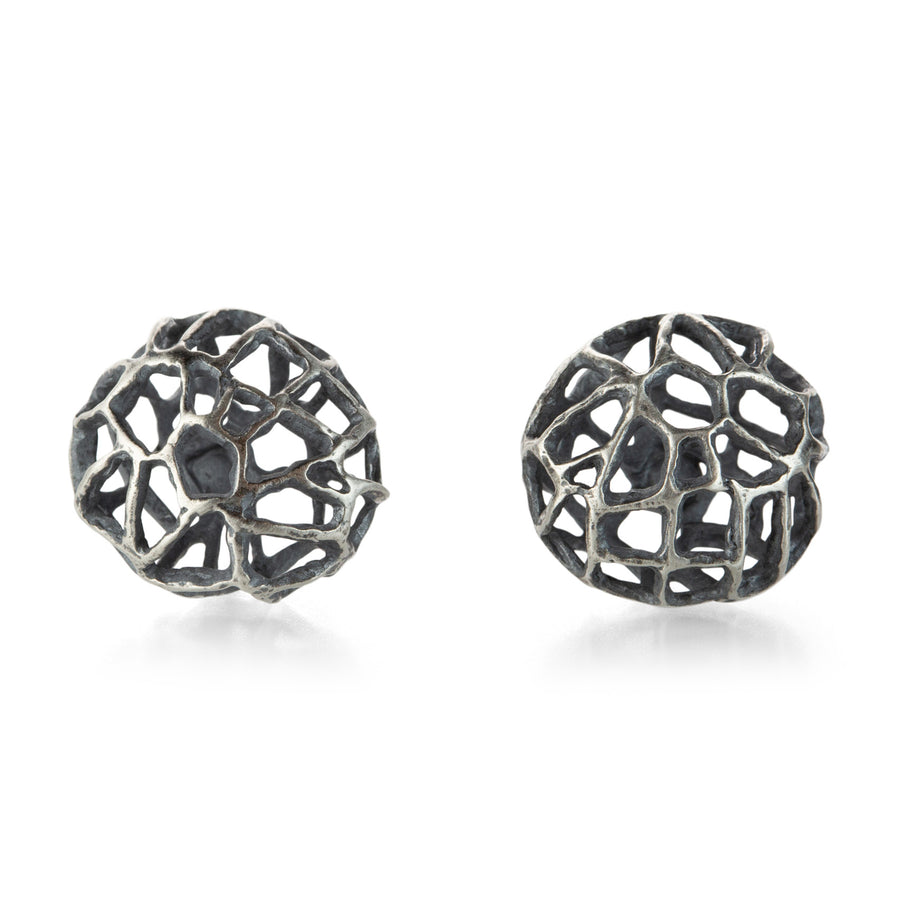 John Iversen Small Oxidized Silver Basket Stud Earrings | Quadrum Gallery