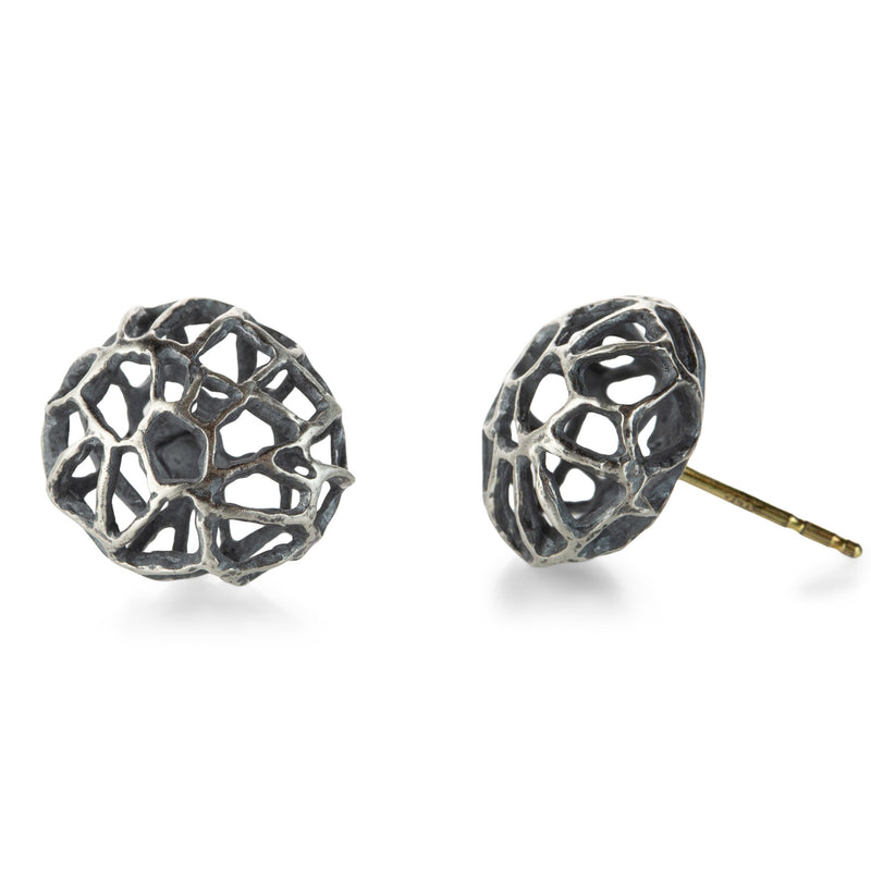 John Iversen Small Oxidized Silver Basket Stud Earrings | Quadrum Gallery