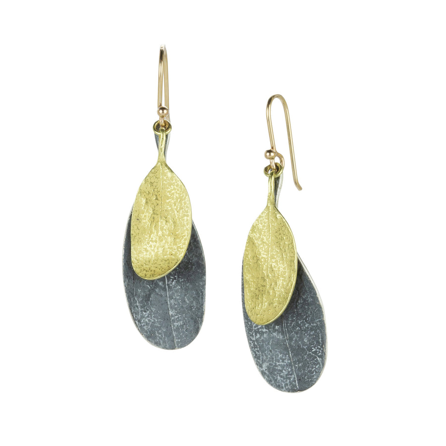 John Iversen 18k and Silver Double Leaf Drop Earrings | Quadrum Gallery