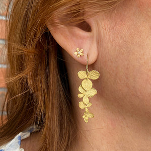 John Iversen 18k Yellow Gold Four Part Hydrangea Drop Earrings | Quadrum Gallery