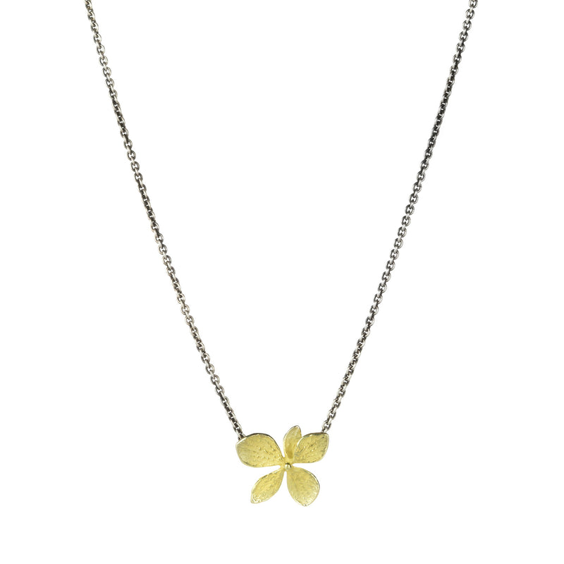 John Iversen Oxidized Silver and 18k Single Hydrangea Necklace | Quadrum Gallery