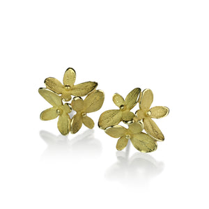 John Iversen 18k Small Three Part Hydrangea Earrings | Quadrum Gallery