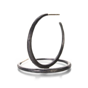 John Iversen Medium Oxidized Silver Hoops | Quadrum Gallery